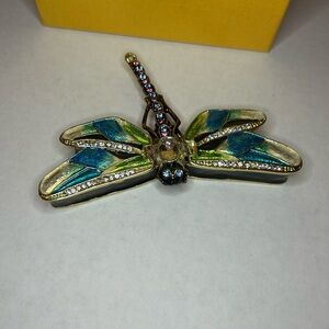 Dragonfly - Enamel & Crystal Trinket Keeper Box Tchotchke Figure